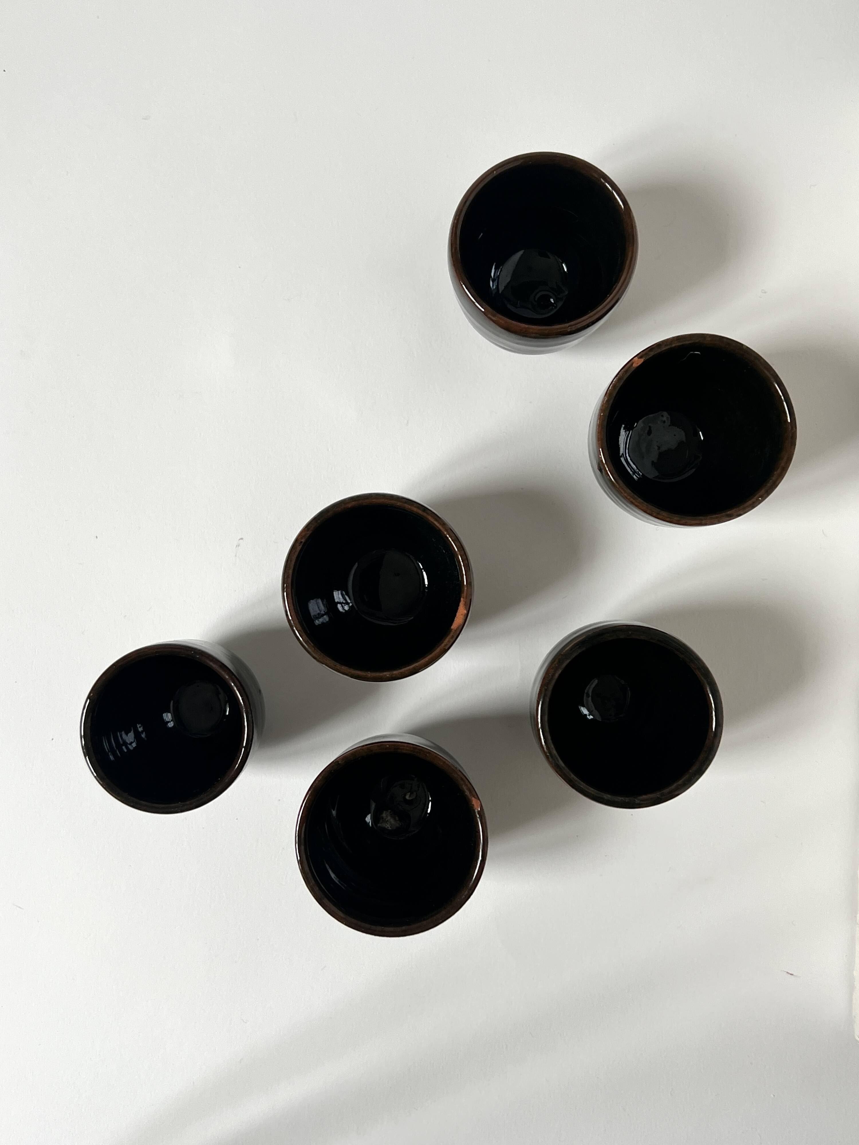 handmade ceramic service: 6-piece glazed stoneware coffee cups