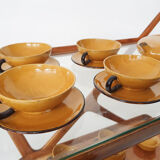 Vaisselle en porcelaine ocre de Roger Mourre pour Dieulefit, France années 1950
