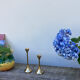 Duo of Scandinavian candle holders in gilded brass