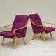 Pair of 6953 purple armchairs by Jaroslav Smidek for TON (Thonet)