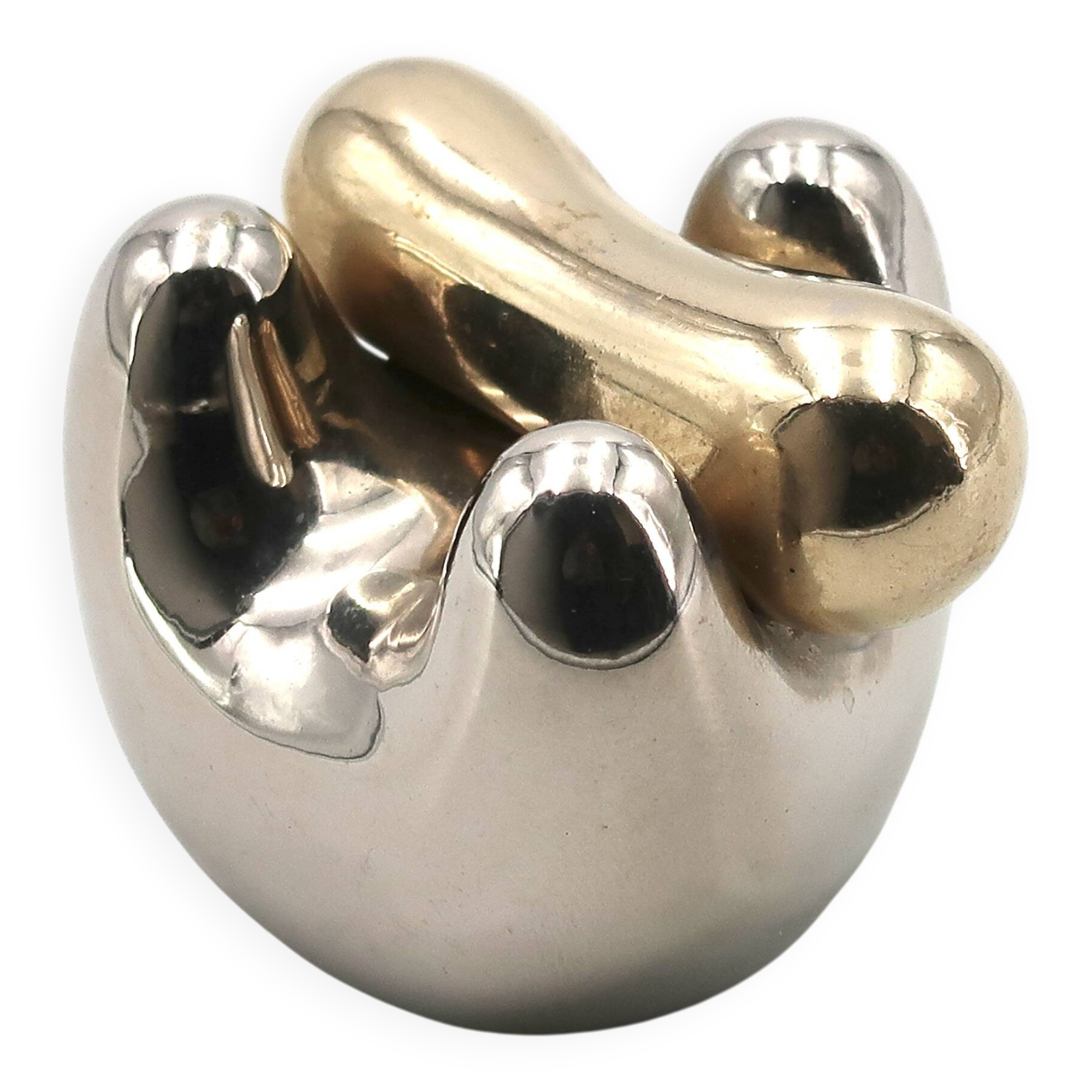 Gold and silver abstract sculpture, free form, 1970s