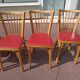 6 baumann bistro chairs wood and skaï red - vintage