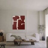 Minimalist organic canvas burgundy 100x81cm