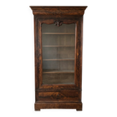 Antique Louis-Philippe glass-fronted cabinet in mahogany