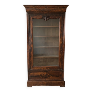 Antique Louis-Philippe glass-fronted cabinet in mahogany