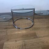Vintage glass + steel table Bauhaus design