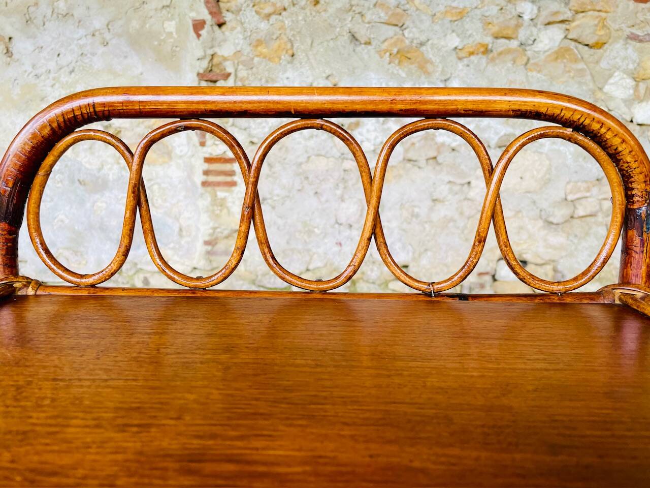 Bamboo and rattan side table, Italy, circa 1960s