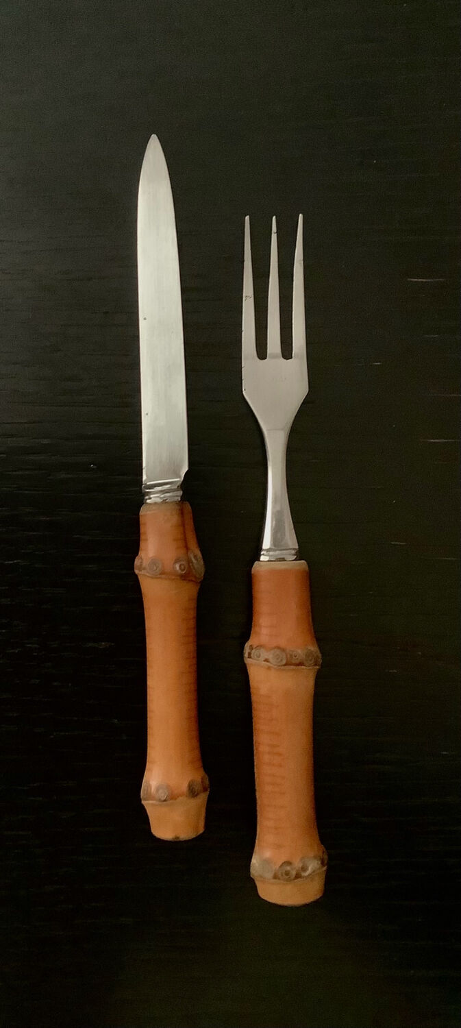Vintage bamboo handle cutlery