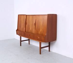 Vintage tall teak sideboard, 1960s