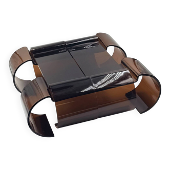 Table modulable en plexiglas ambré, design Space Age, Europe années 70