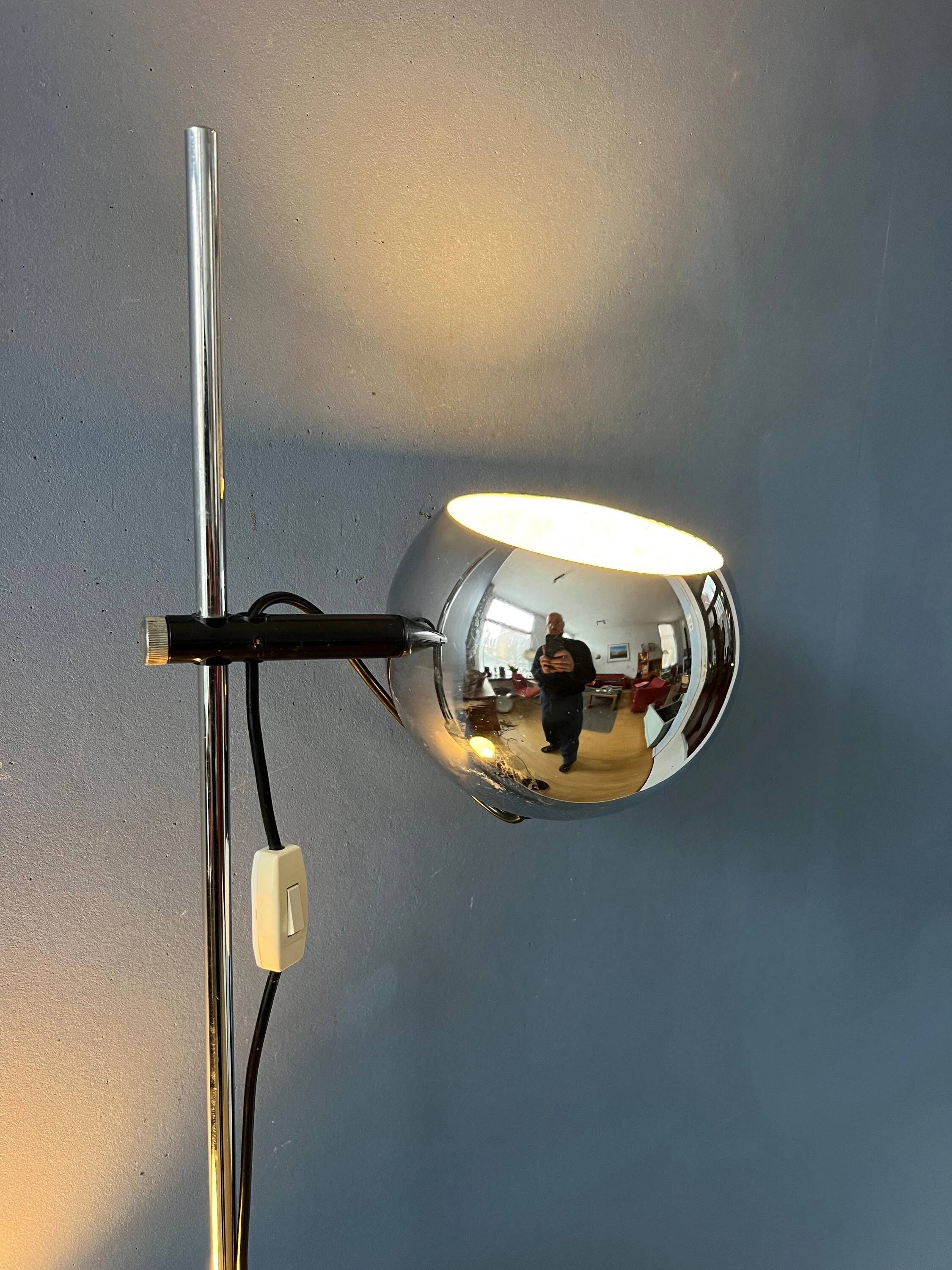 Chrome ball floor lamp Herda Mid-Century 1970s