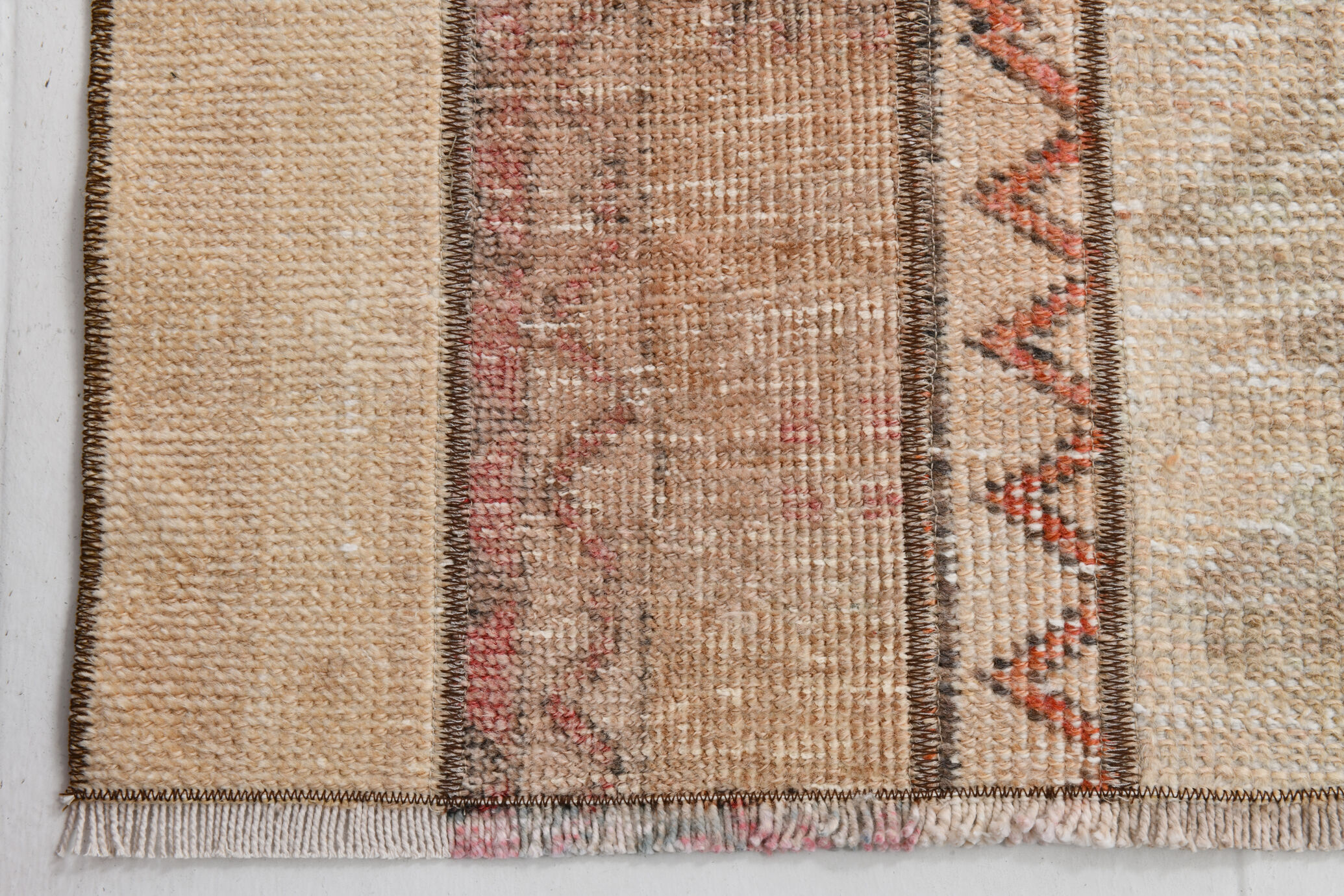 2x10 Narrow Brown Beige Turkish Runner Rug, 69x301Cm