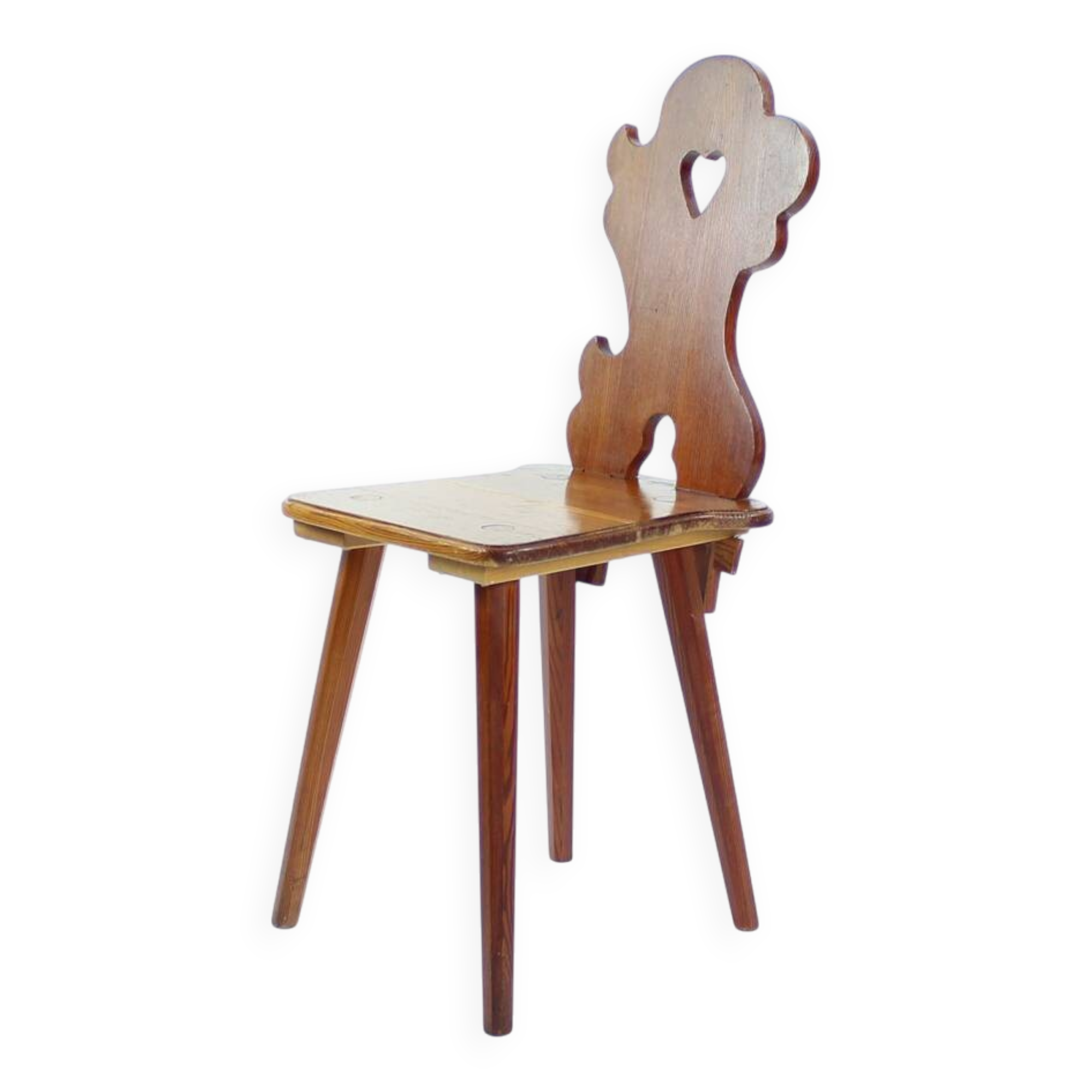 Chaise de salle à manger de style folklorique en bois, Tchécoslovaquie 1973