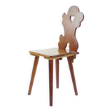 Chaise de salle à manger de style folklorique en bois, Tchécoslovaquie 1973