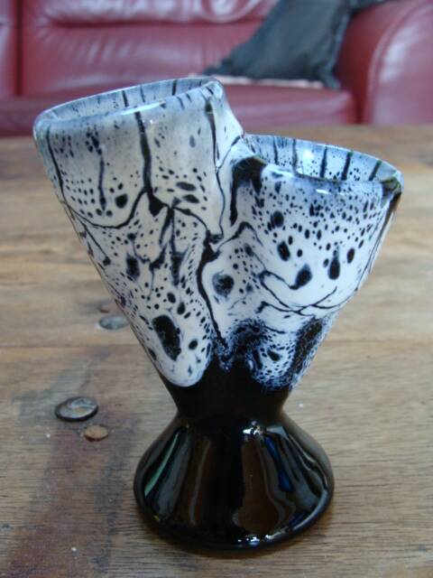 Vase double en céramique émaillée vintage