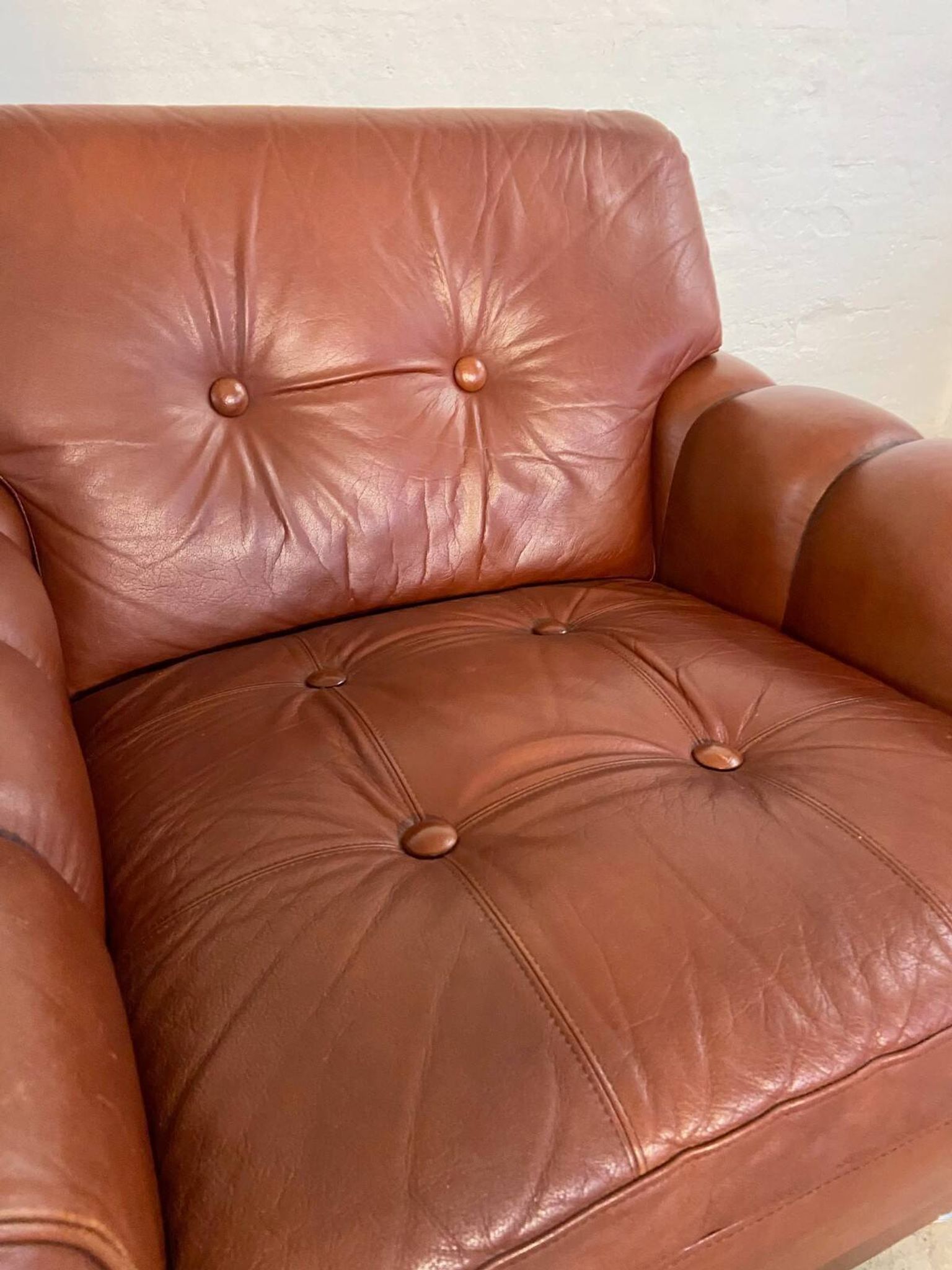 Vintage Danish mid-century Svend Skipper leather club chair 1970s