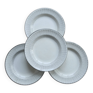 4 assiettes plates vintage - noirs
