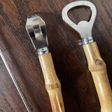 Couverts de service ouvre-bouteilles manches bambou