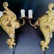 Pair of 2-light bronze wall lights, St. Louis XV