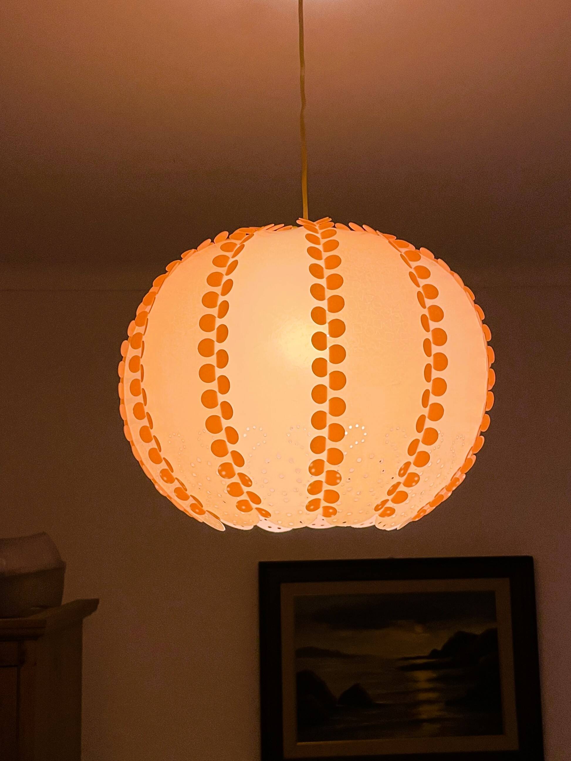 Large coral hanging pendant light Danish modern