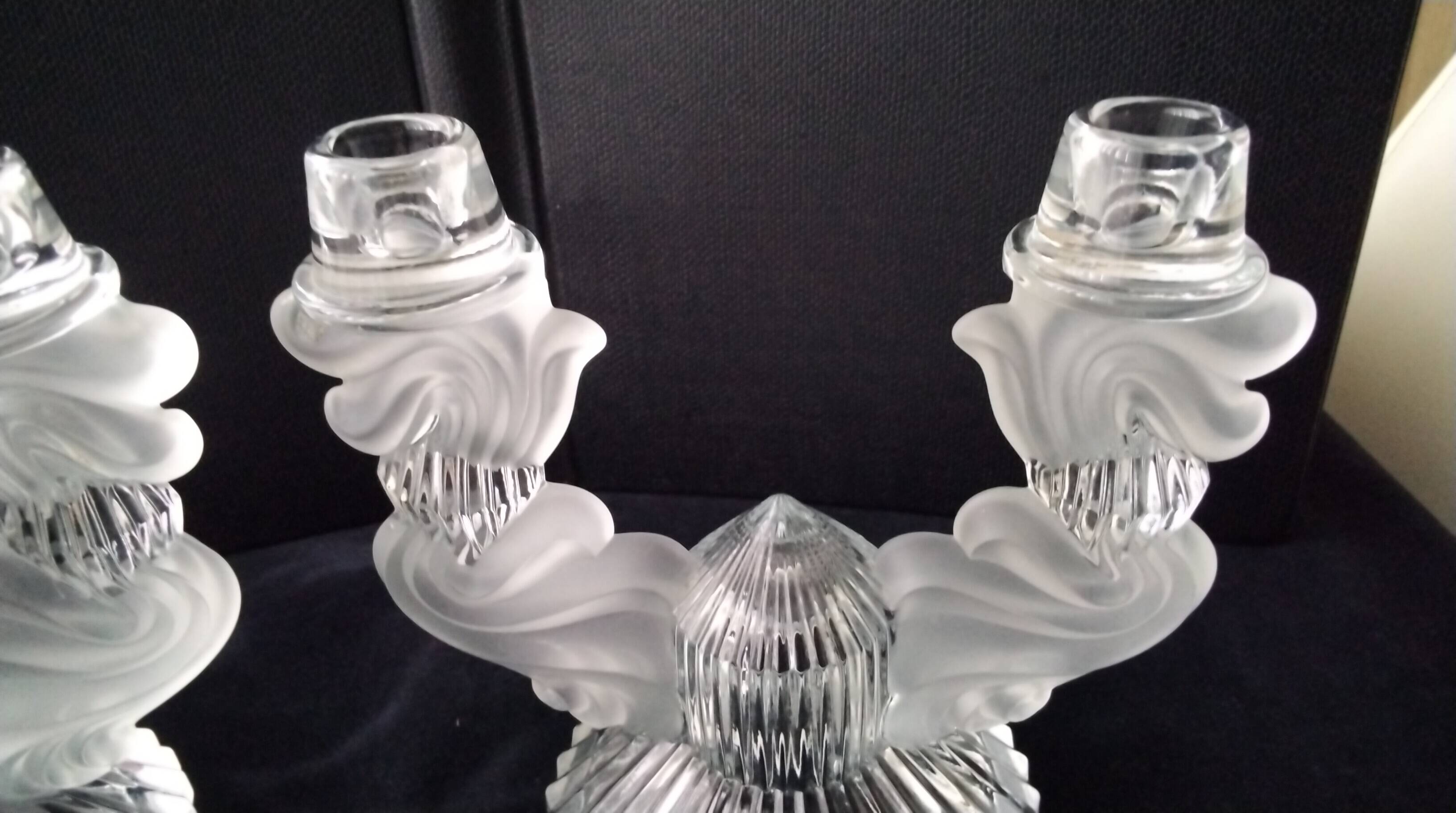 Pair of candlesticks, Bohemian crystal candle holders.