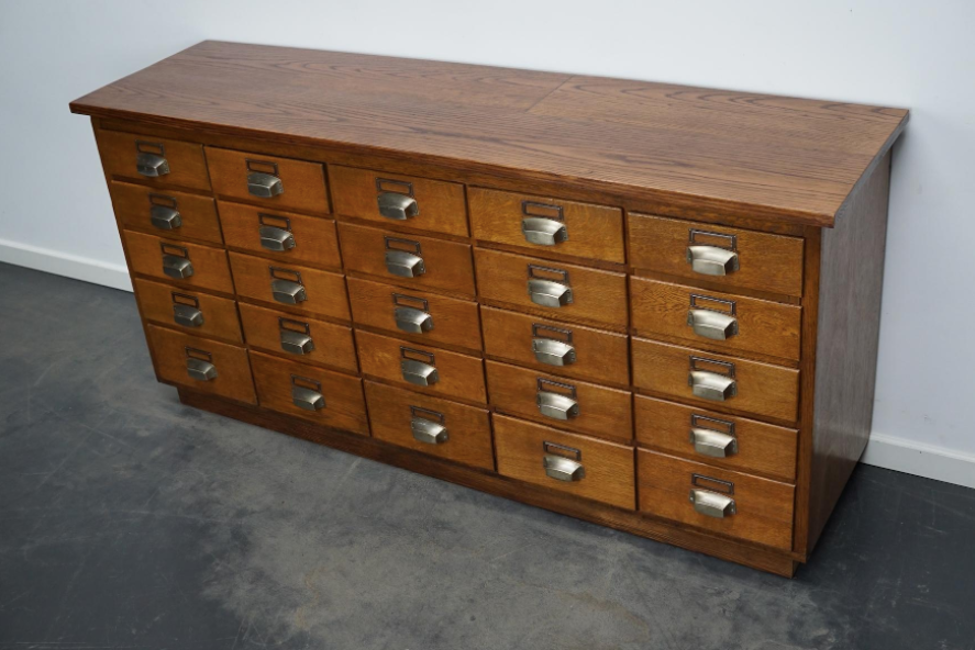 German apothecary's cabinet in oak mid-twentieth century