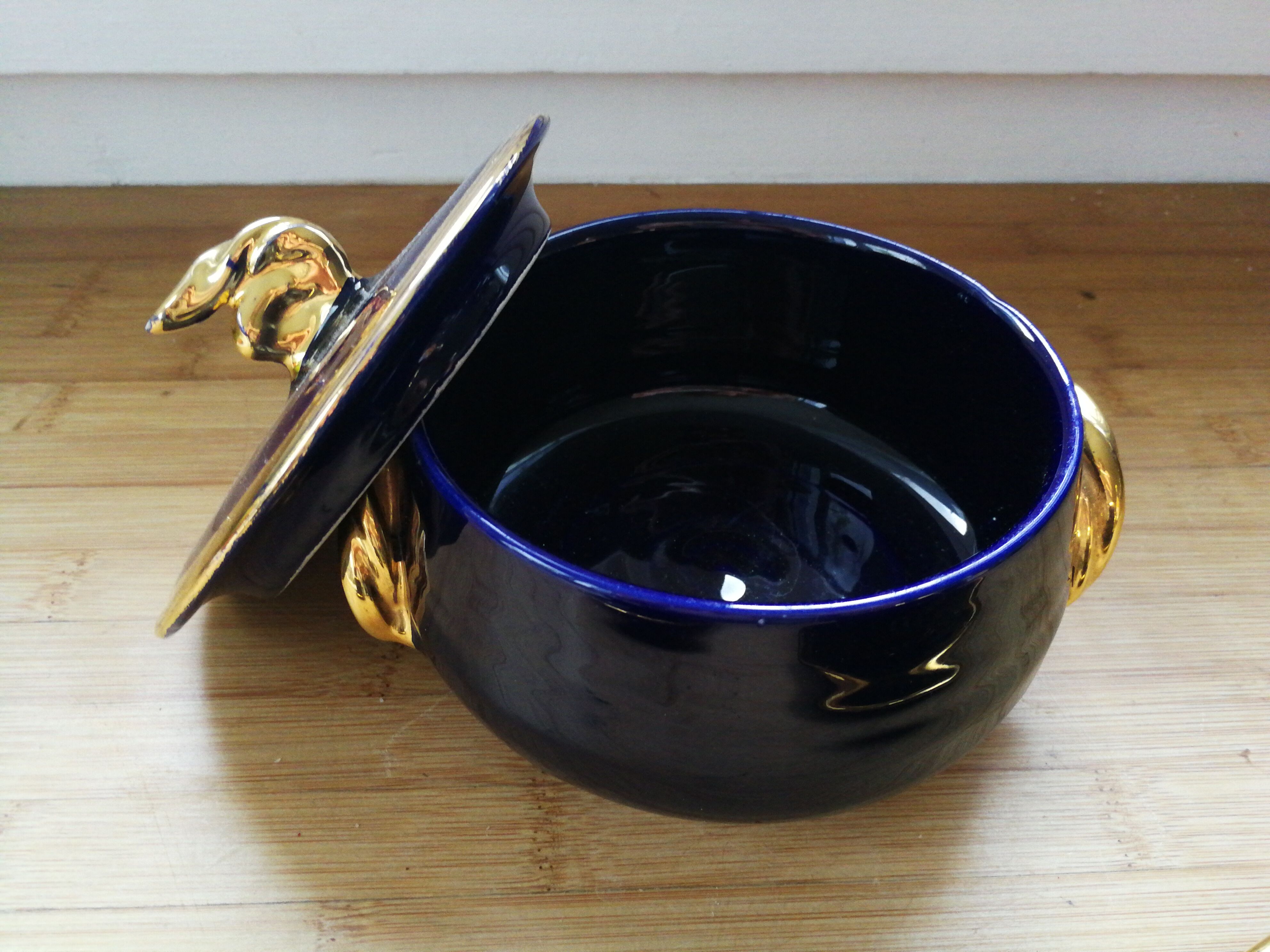 Set of 2 large coffee cups and sugar bowl Vallauris