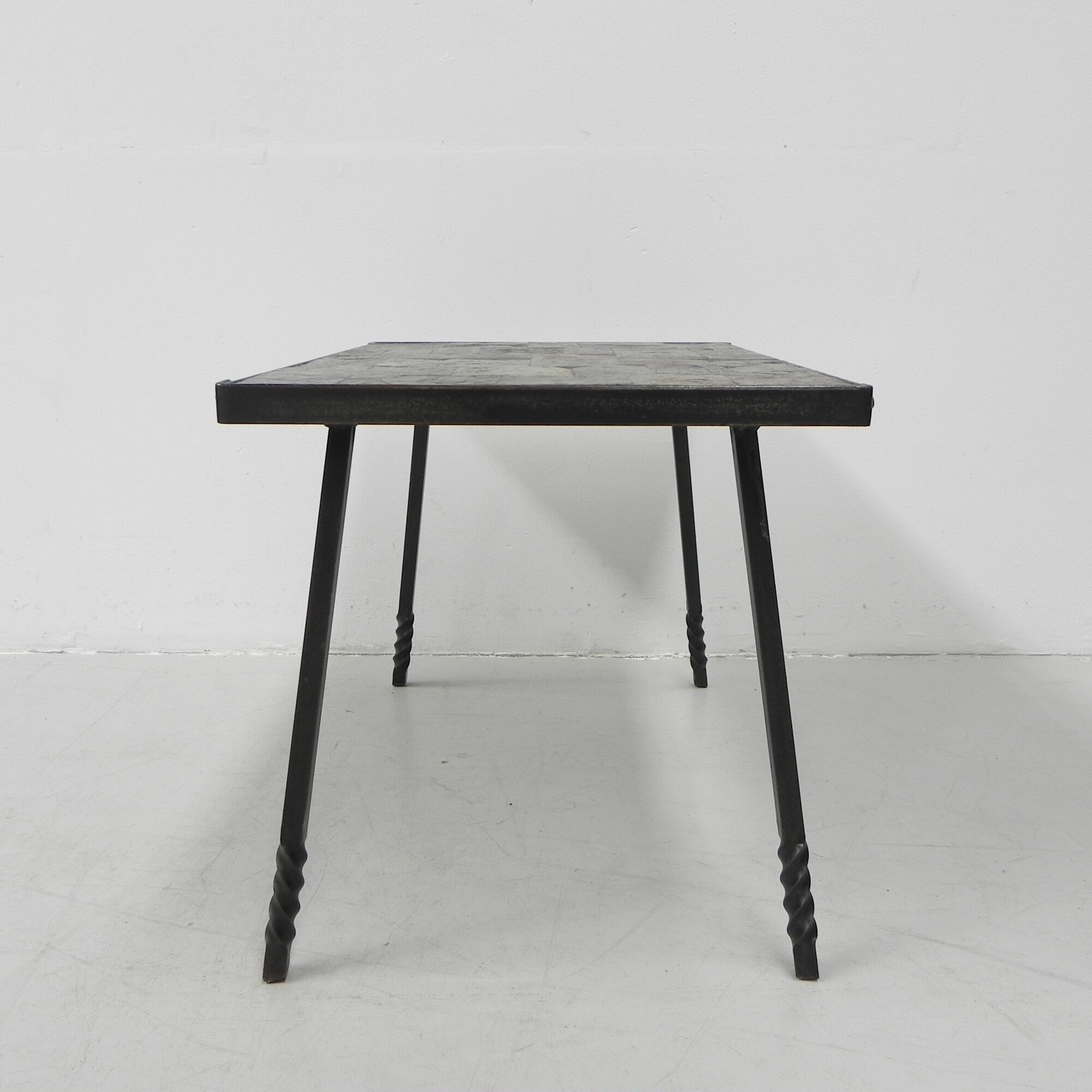 Brutalist coffee table with slate top
