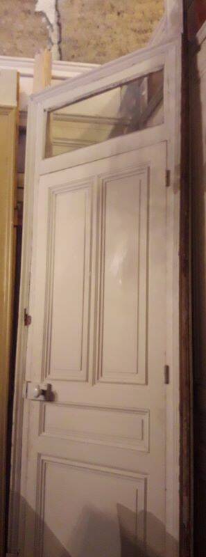 Haussmannian door 83x219 with old glazed transom frame 100x310 interior