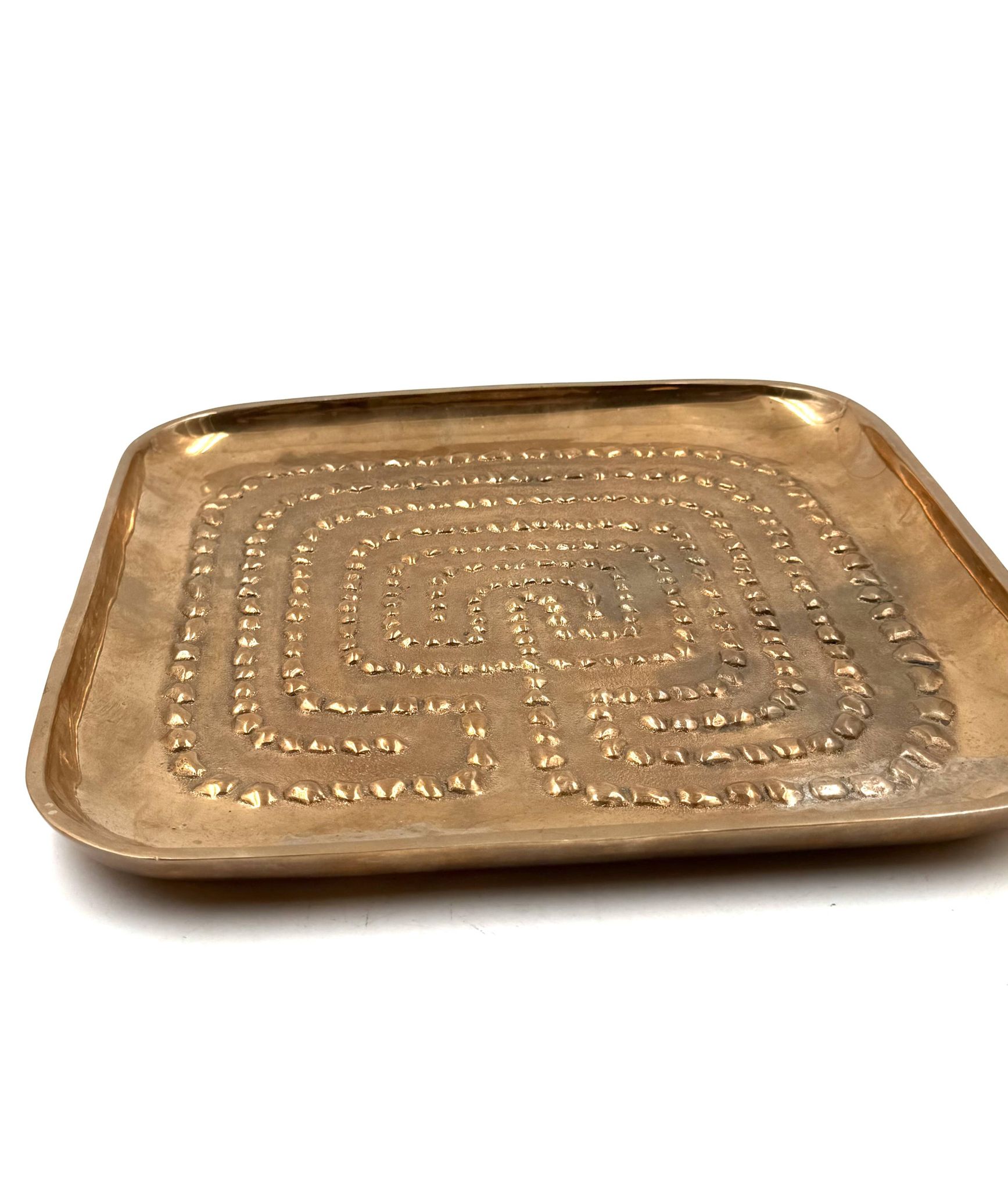 Modern solid brass tray / vide poche, Atelier Ventrella Italy 1980s