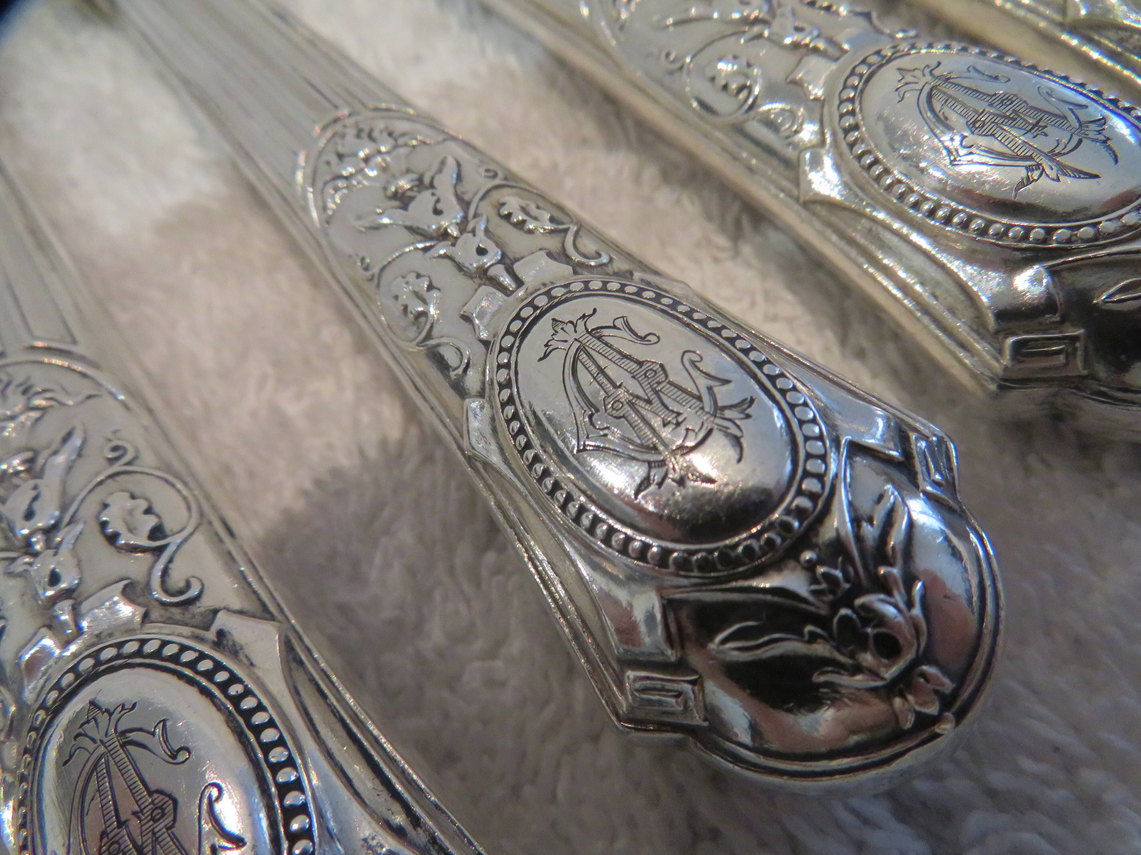 12 fruit knives 950 silver Minerva Louis XVI style wheat ear Turron