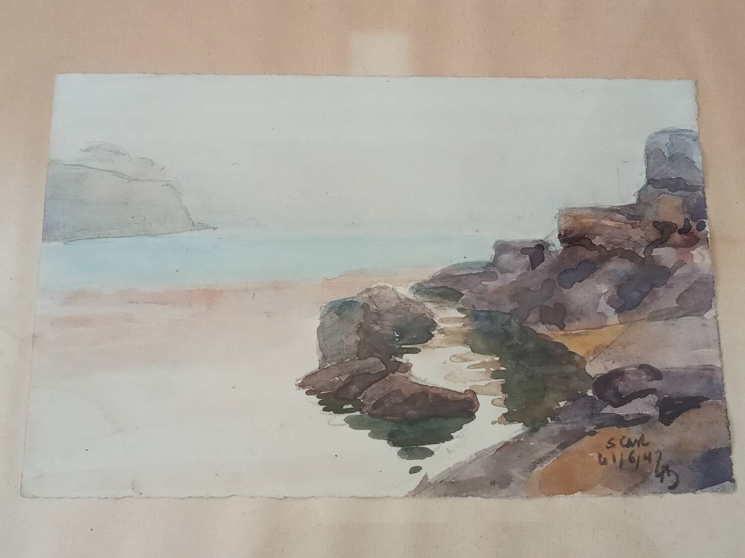 Paire d'acquarelles de Saint Gast, 1947, signées FG