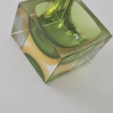 Cendrier, Vide poché Sommerso Vintage vert et jaune en verre de MURANO