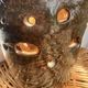 Brutalist lamp in black / brown ceramic openwork 1970