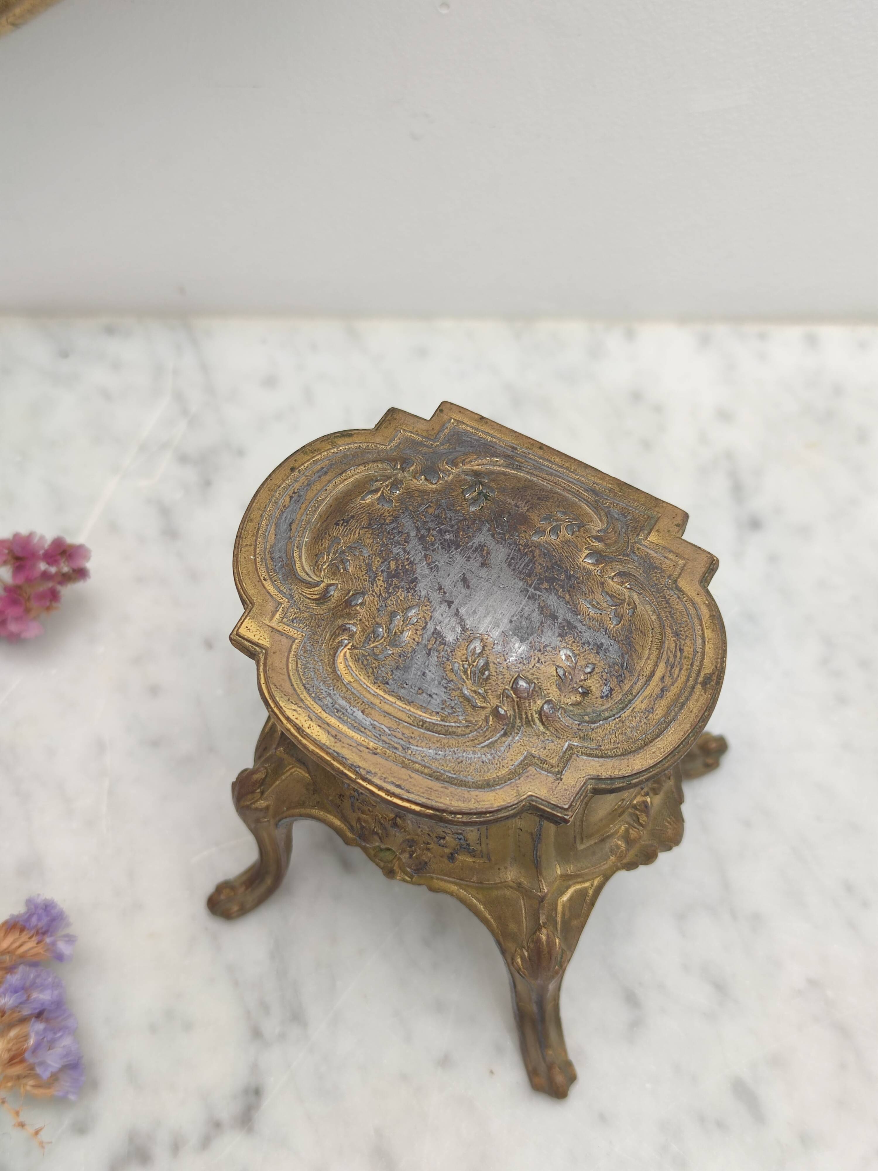 Boîte à bijoux, baguier en régule XIXème
