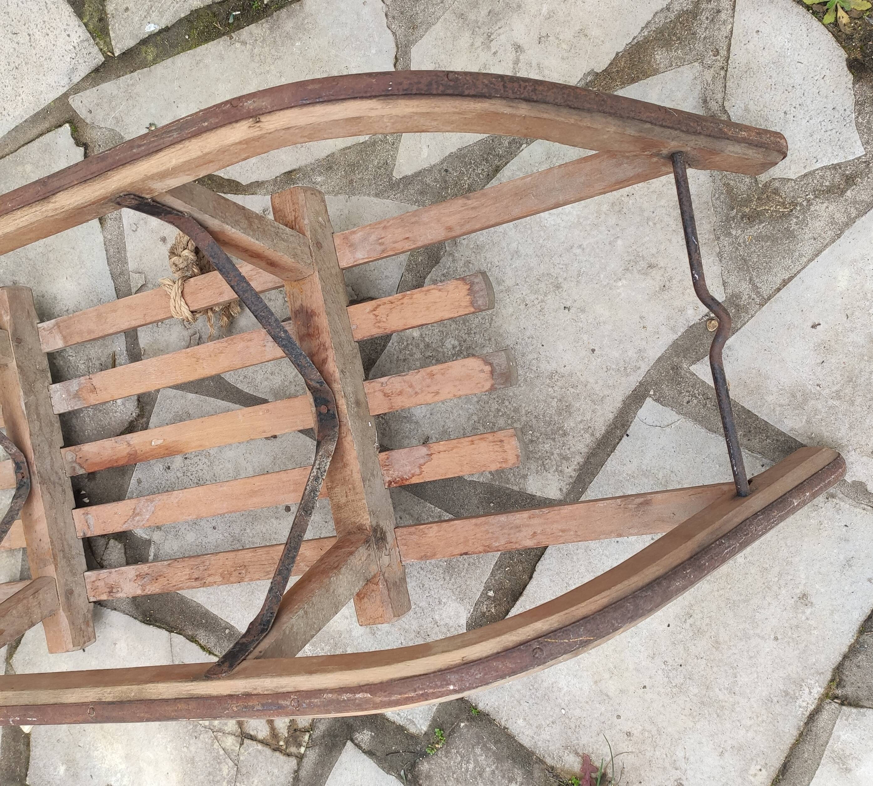 Old vintage wooden sled