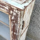 Old small wooden wardrobe with glass door