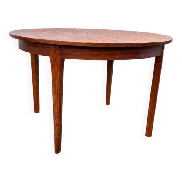 Table ronde scandinave vintage en teck – années 60