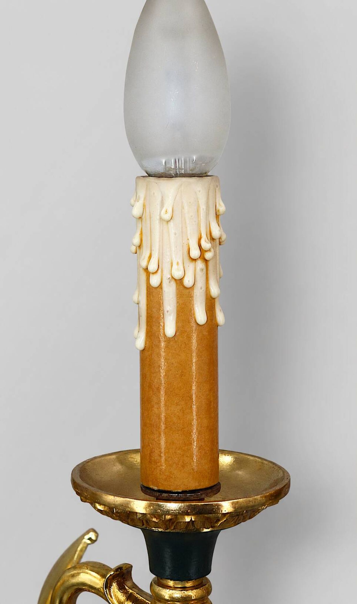 Pair of Gilded Bronze Wall Lights in Empire Style with Two Lights by Lucien Gau