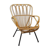 Fauteuil en rotin Dutch Design 1960