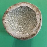 Sandstone scroll vase signed Jean Claude Monange, daisy motif