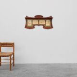 Art Nouveau Wall-Mounted Coat Rack with Framed Watercolors by Cassier, Belg
