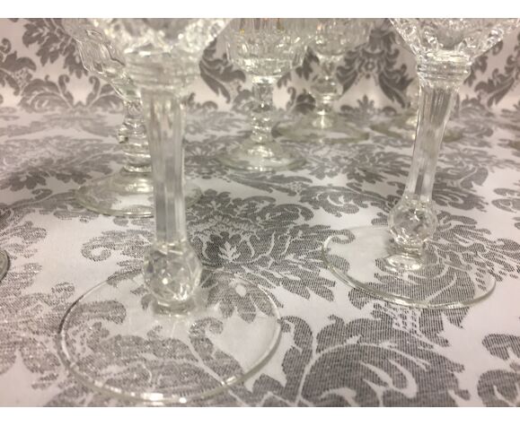 Lot de 12 verres a pied en verre et cristal vin eau art de la table France  1950 | Selency