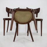 1950s Set of Three Restored Beech Dining Chairs, Czechoslovakia
