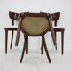 Ensemble de trois chaises de salle à manger en hêtre restaurées des années 1950, Tchécoslovaquie