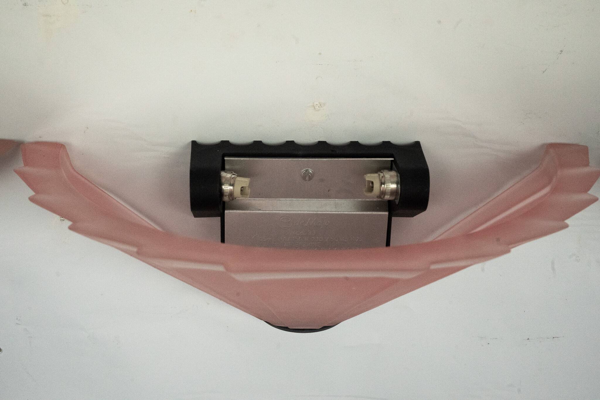 Set of six De Majo sconces in thick pink murano glass. Italy 1980s