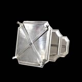 Serviteur muet à trois étages en métal argenté – élégance des années 1950