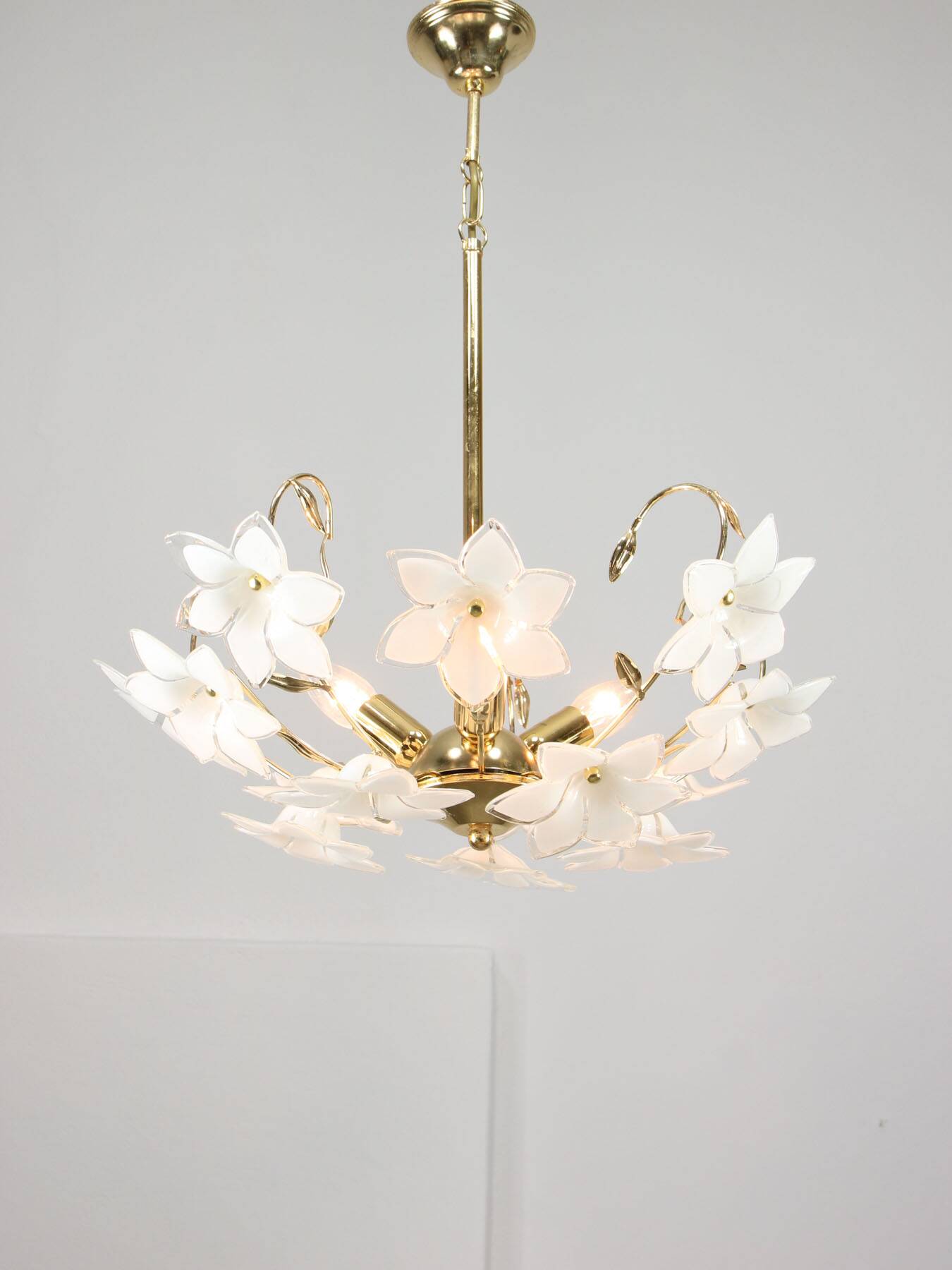 Vintage Italian Murano Glass Flower Chandelier