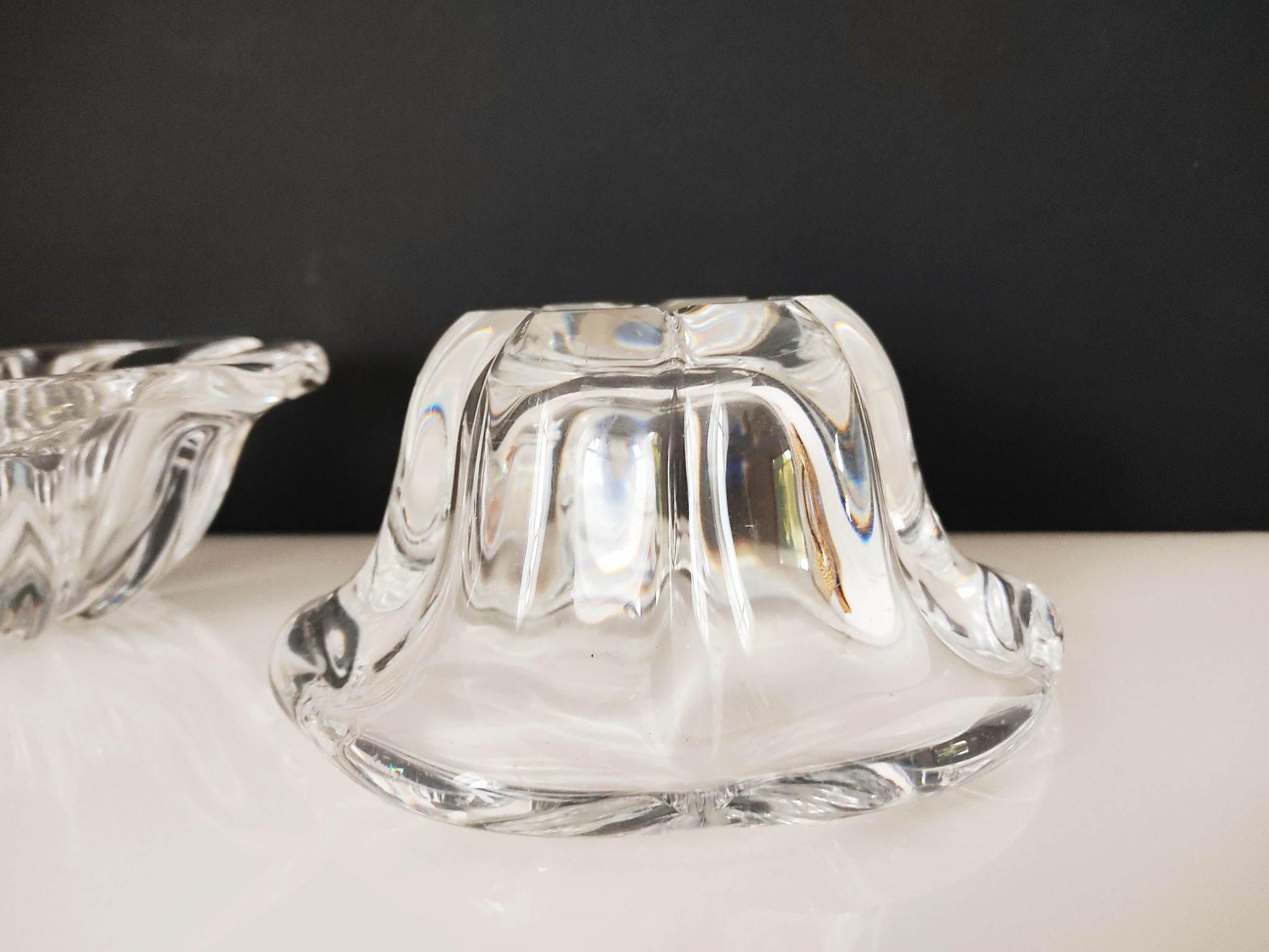 Set of 3 cups including one signed Val Saint Lambert