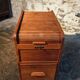 Vintage French oak office rolling cabinet with tambour door, 1950s.